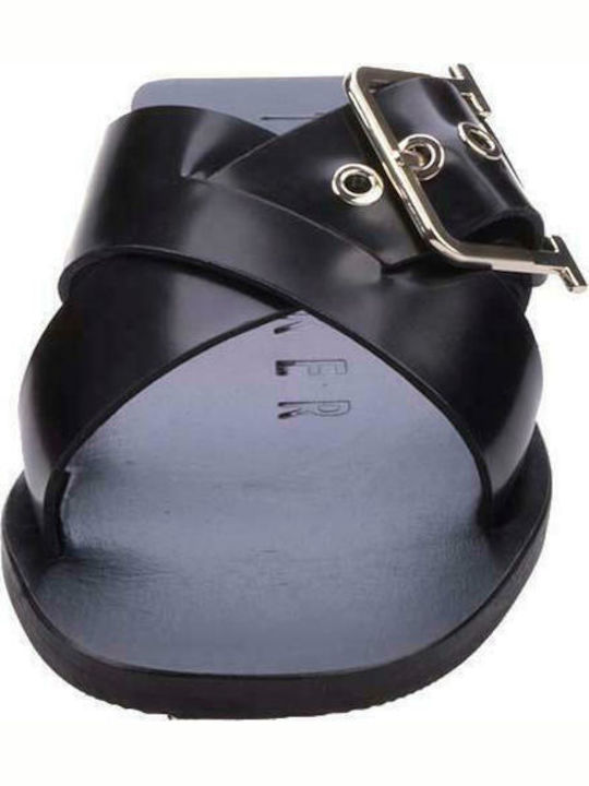 Joseei Leather Women's Flat Sandals in Black Color