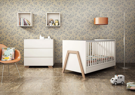 Casababy Oslo Комплект Бебешки Мебели с Легло и Чекмеджета Бяло / Бежово