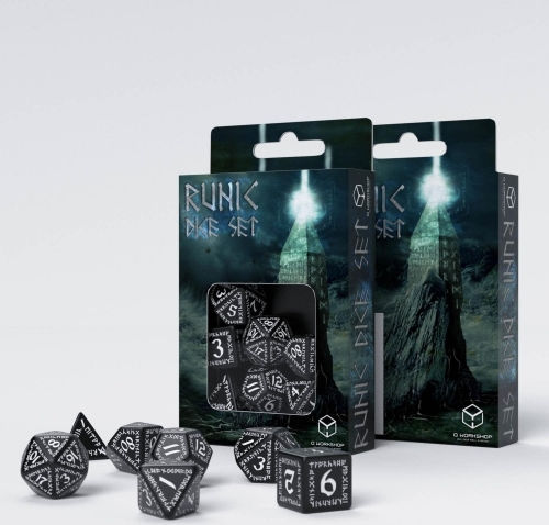 Q Workshop Runic Dice Set Dice Black & White