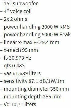 DD Audio Redline 818d D1 Автомобилен Субуфер 18" 3000W RMS