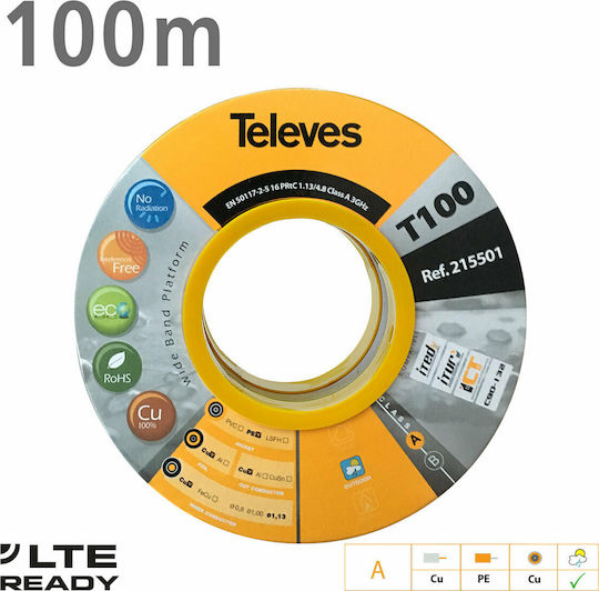 Televes T-100 Coaxial Cable Unterminated 1m 1 Piece