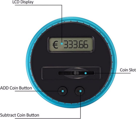 With Coin Counter Money Box Plastic Transparent 12x12x21.8cm