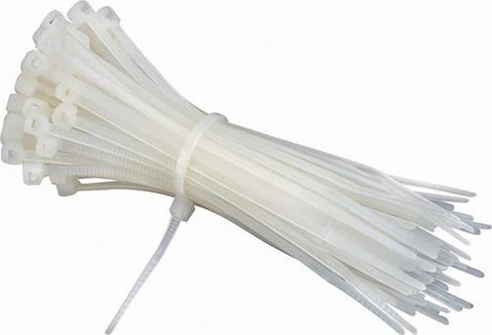 SAS Pack of 100pcs White Plastic Cable Ties 300x4.8mm ΑΚ-ΚΟ-015