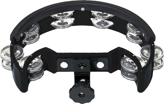 Gewa Jingle Wreath Half Moon Negru Plastic Tamburină Hi-Hat cu dublă serie de zilii