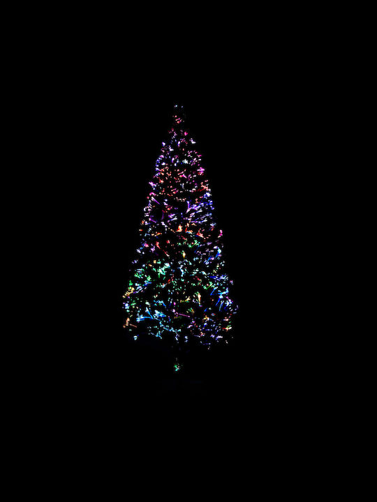 Christmas Green Tree with Metallic Base and Optical Fibers Lighting H180cm