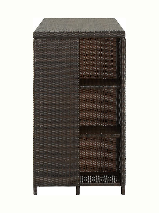 Τραπέζι Μπαρ Εξωτερικού Χώρου Rattan Καφέ 120x60x110εκ.