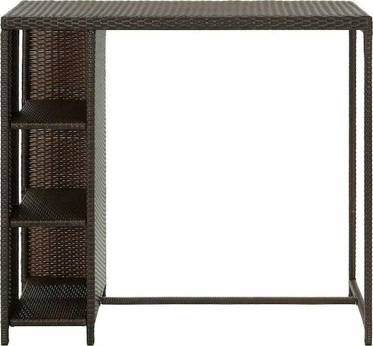 Tisch Bar für Außenbereich Rattan Stabil Brown 120x60x110cm