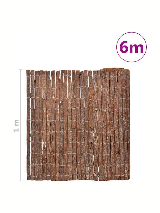 vidaXL Gard Fence din scoarță de copac Gard de Bambus Lemnoasă 1x6m