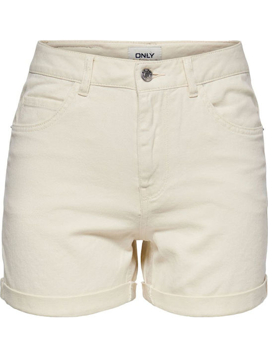 Women's Jean High-waisted Shorts Ecru