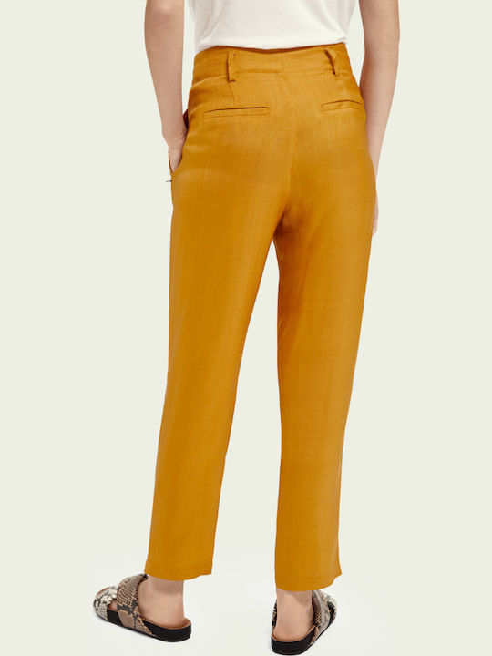 Scotch & Soda Women's Fabric Trousers in Straight Line Yellow