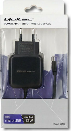 Qoltec Charger with Built-in Cable micro USB 12W Blacks (50196)