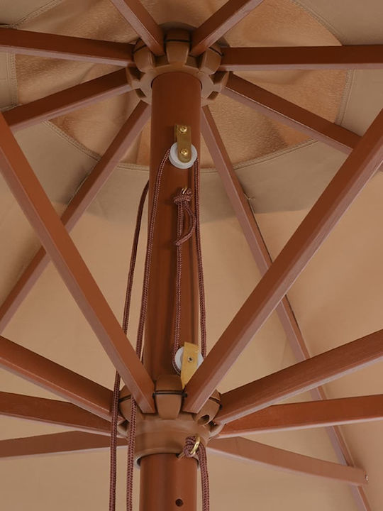 Umbrelă Rotundă Din Lemn Bej Φ3.5m