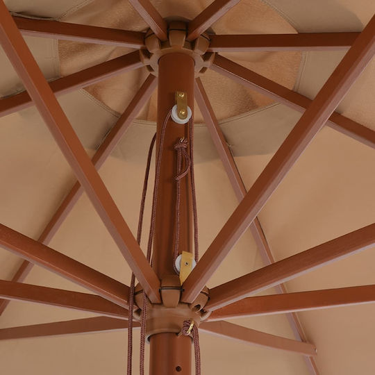 Umbrelă Rotundă Din Lemn Bej Φ3.5m