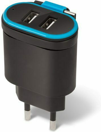 Forever Φορτιστής με 2 Θύρες USB-A και Καλώδιο USB-C Μαύρος (TC-02)