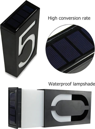 GloboStar Number 6 Wall Mounted Solar Light House Number 1W 100lm Cold White 6000K with Photocell IP55