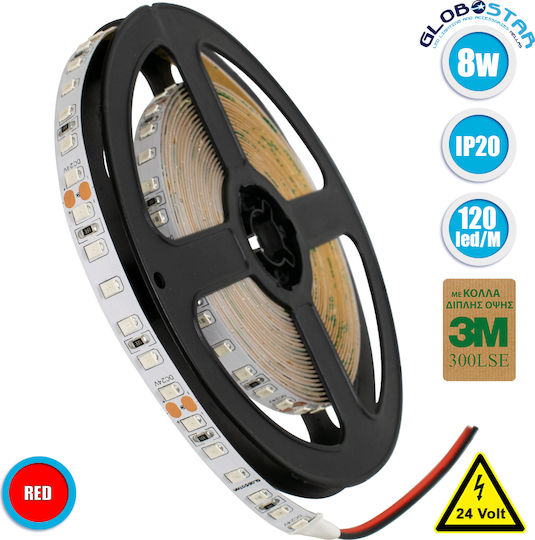 GloboStar Ταινία LED 24V Κόκκινο Φως 5m Τύπου SMD2835