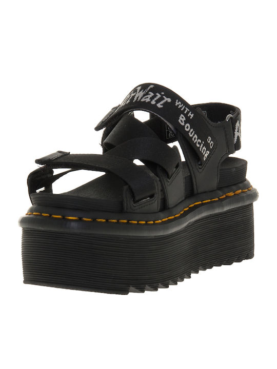 Kimber Leather Women's Flat Sandals Flatforms in Black Color