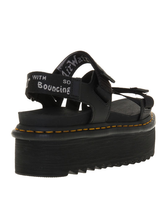 Kimber Leather Women's Flat Sandals Flatforms in Black Color