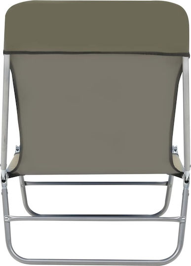 vidaXL Foldable Steel Beach Sunbeds Brown 182x56x24.5cm 2pcs