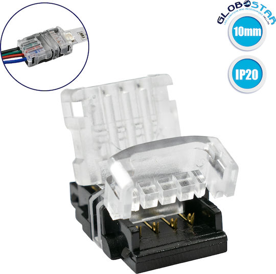 GloboStar Connector for LED Strips Strip To Cable for Connecting 1 RGB LED Strip of Width 10mm & 1 Power Cable 50pcs 70722