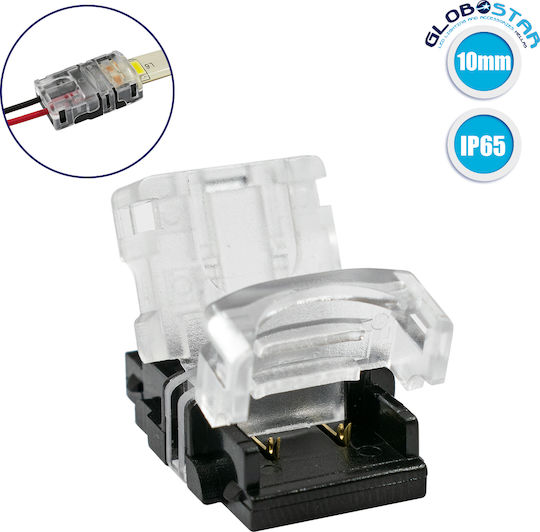 GloboStar Connector for LED Strips Strip To Cable for Connecting 1 Single Color Waterproof LED Strip of Width 10mm & 1 Power Supply Cable 50pcs 70720