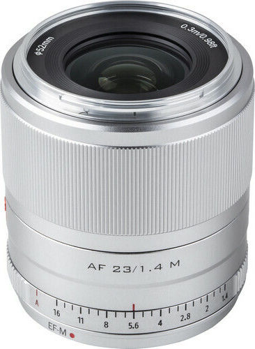 Viltrox Crop Obiectiv Foto AF 23mm f/1.4 M Unghi larg pentru Montura Canon EF-M Silver