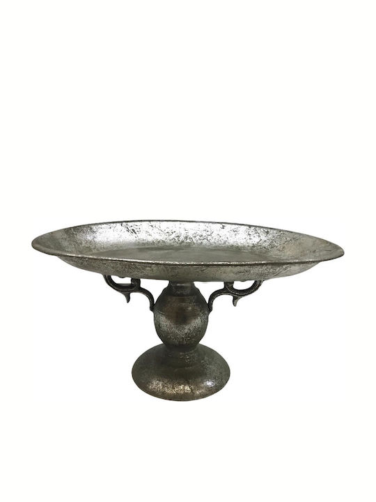Marhome Platou Decorativ Rotundă Metalic Argintiu 1buc 33x22x23buc