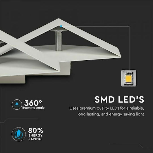 V-TAC Modern Leuchte Wand mit Integrierter LED und Warmweißes Licht 44x33.5x7.5cm