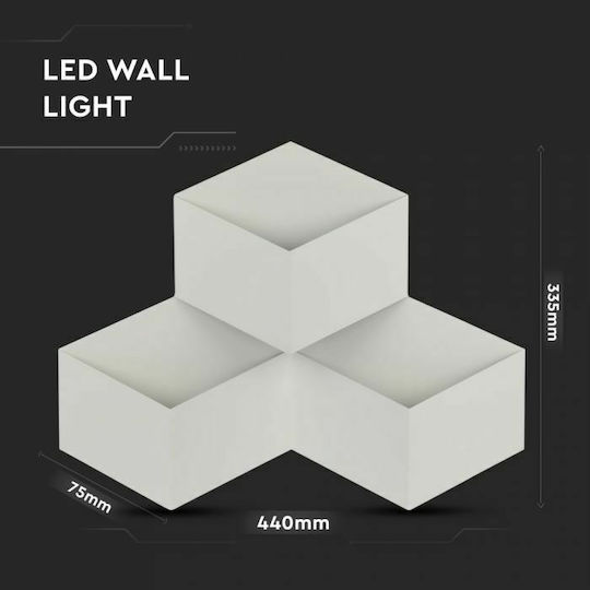 V-TAC Modern Leuchte Wand mit Integrierter LED und Warmweißes Licht 44x33.5x7.5cm