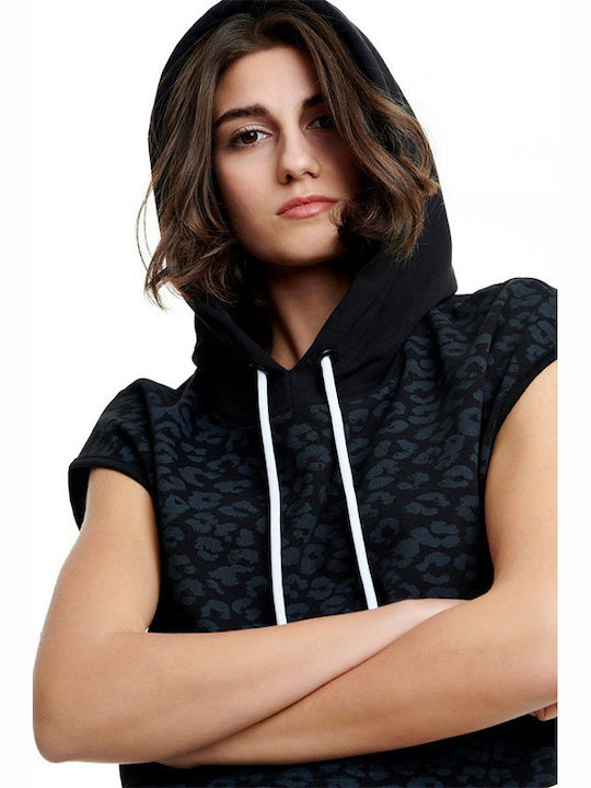 Cropped Women's Sweatshirt Hooded Black
