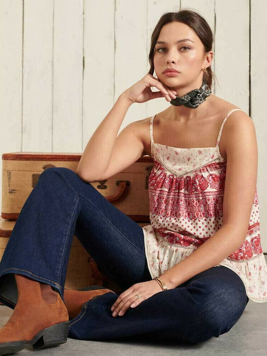 Ameera Women's Summer Blouse with Straps Pink