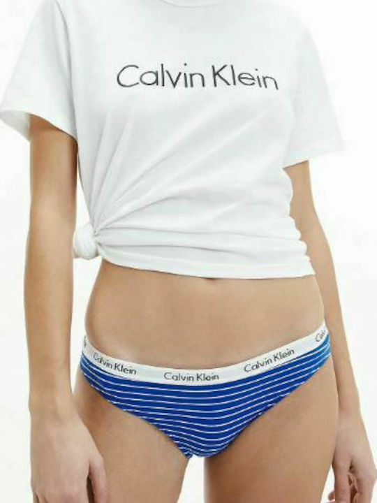 Calvin Klein Βαμβακερά Γυναικεία String 3Pack Kettle Blue/Sandrose/Black