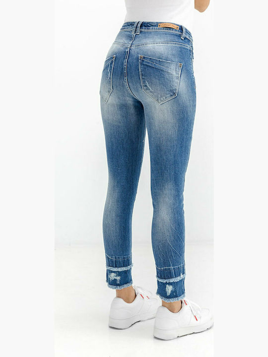 Edward Jeans 19.1.2.84.020 Ψηλόμεσο Γυναικείο Jean Παντελόνι σε Slim Εφαρμογή