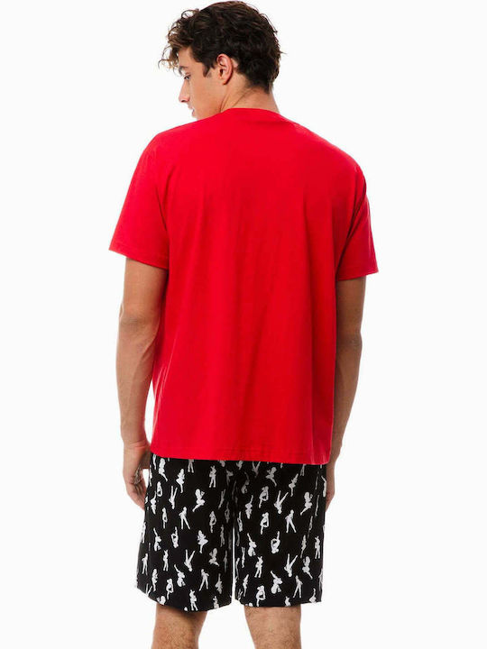 Minerva 90-70905 Men's Summer Cotton Pajamas Set Red 90-70905-118