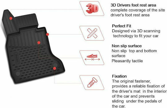 Novline Set of Front and Rear Mats 4pcs Tray Type for Daihatsu Terios 2006 Black