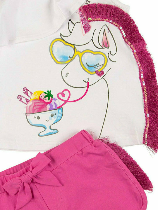 Funky Kinder Set mit Shorts Sommer 2Stück Weiß