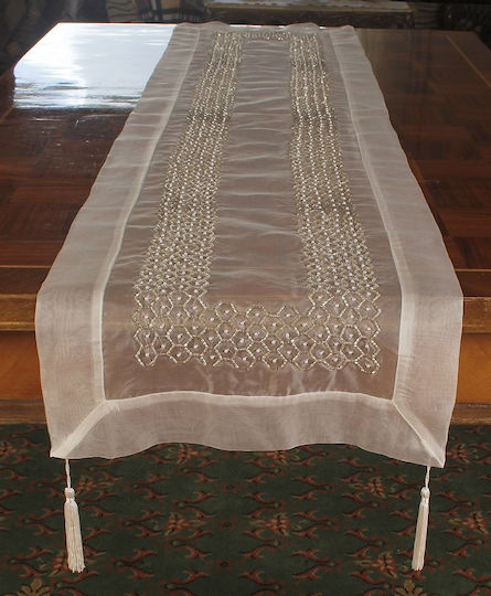 Mc Decor În Carouri Set 5 Bucăți Rombos cu Broderie Bej 120x120cm