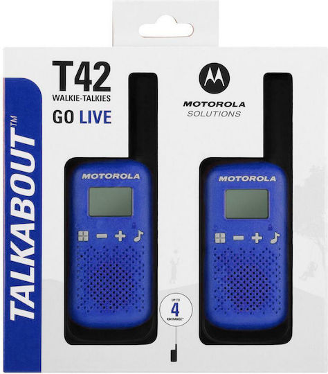 Motorola Talkabout T42 Transmițător Wireless PMR cu Ecran Monocrom Set 2buc Culoare Albastru