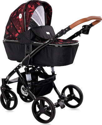 Lorelli Rimini 2 in 1 Verstellbar 2 in 1 Baby Kinderwagen Geeignet für Neugeborene Ruby Red & Black Lighthouse