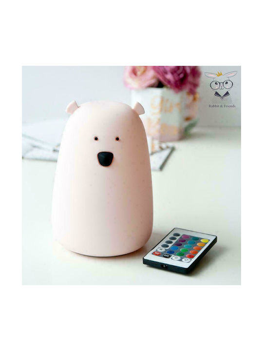Rabbit & Friends Lămpi De Veghe Pentru Copii Ursuleț Cu Baterii Roz