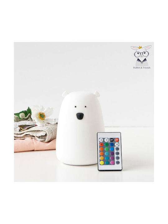 Rabbit & Friends Lămpi De Veghe Pentru Copii Urs Telecomandă Usb Alb