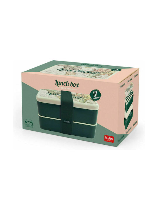 Legami Milano Lunch Box Travel Δοχείο Φαγητού Πλαστικό Πράσινο 350ml