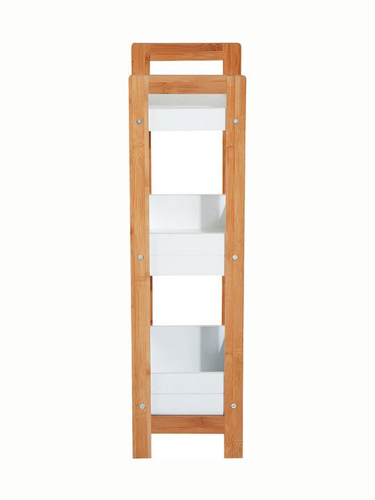 HomCom 834 099 834-099 Floor Bathroom Shelf Bamboo with 3 Shelves 27.5x27.5x27.5cm