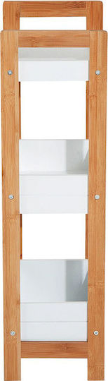 HomCom Boden Badezimmerregal Bamboo mit 3 Regalböden 27.5x27.5x27.5cm Weiß