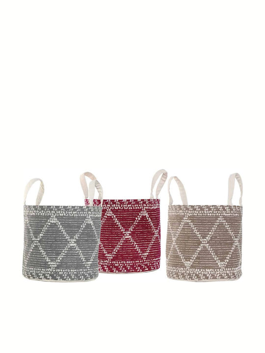 Nef-Nef Homeware Decore Coș decorativ Tesatura cu mânere Bordo 32x32x32buc