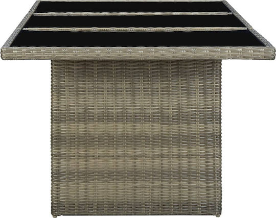 Masa pentru spații exterioare Rattan cu suprafață din sticlă CAFE 200x100x74buc