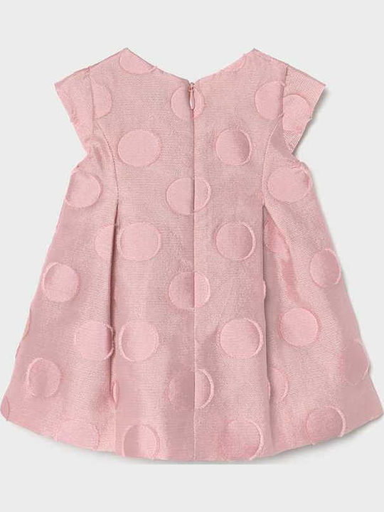 Kinderkleid Kurzärmelig Satin Polka Dot Rosa