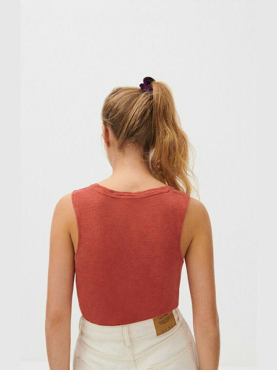 American Vintage pentru Femei de Vară Bluză din Bumbac Fără mâneci Roșie