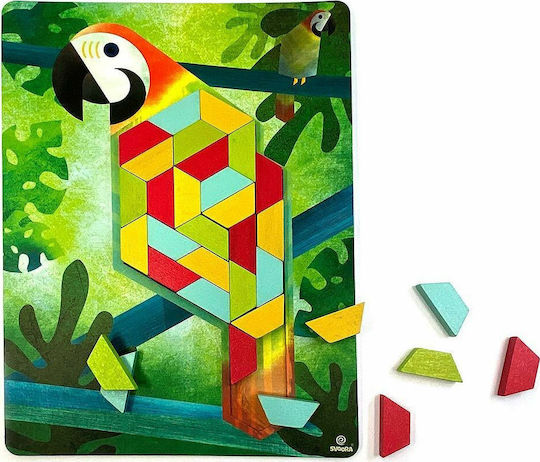 Svoora Svoora Building Blocks Composition of Shapes and 4 Cards Nature Wooden for 4+ Years 80 Pieces