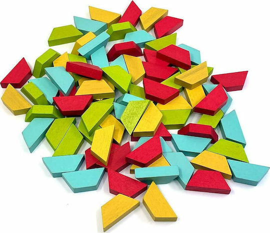 Svoora Svoora Building Blocks Composition of Shapes and 4 Cards Nature Wooden for 4+ Years 80 Pieces